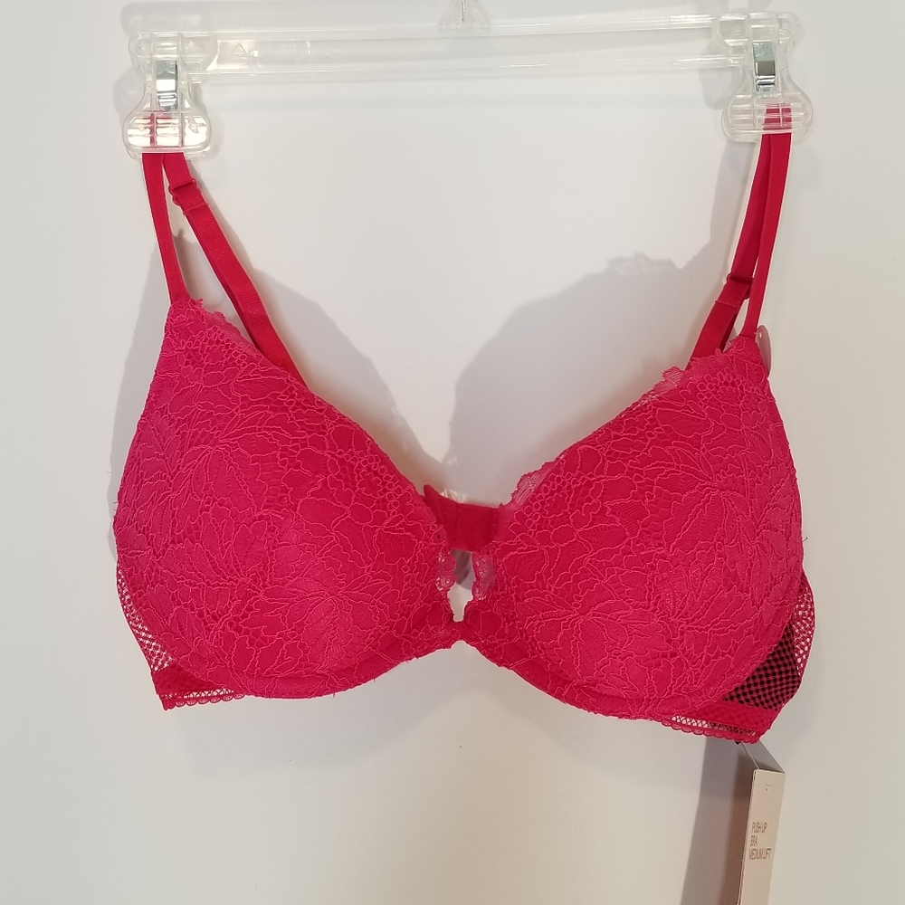 NEW H&M Lace Fushia Pink Push Up Pad Bra 34C
